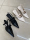 Close Pointy Toe Sling Back Kitten Heel
